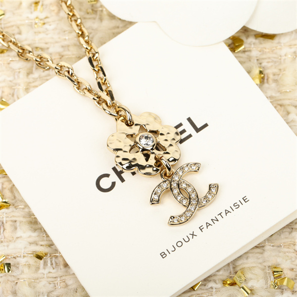 シャネル 偽物 ネックレス 高品質 ゴールド フラワーチャーム CCロゴ クリスタル CHANEL