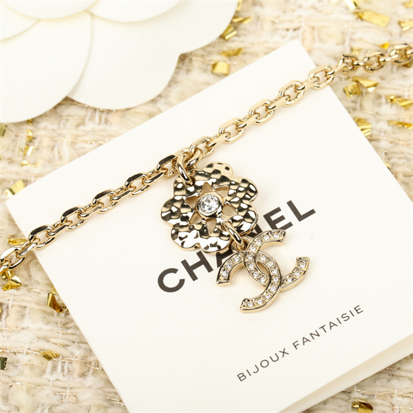 シャネル 偽物 ネックレス 高品質 ゴールド フラワーチャーム CCロゴ クリスタル CHANEL