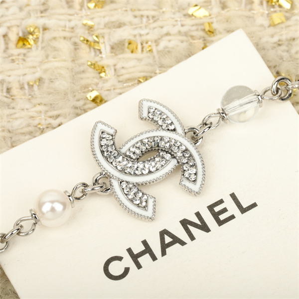 CHANEL コピー ネックレス 高品質 シルバーチェーン 真珠 ビーズ CCロゴ シャネル