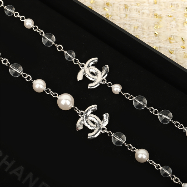 CHANEL コピー ネックレス 高品質 シルバーチェーン 真珠 ビーズ CCロゴ シャネル