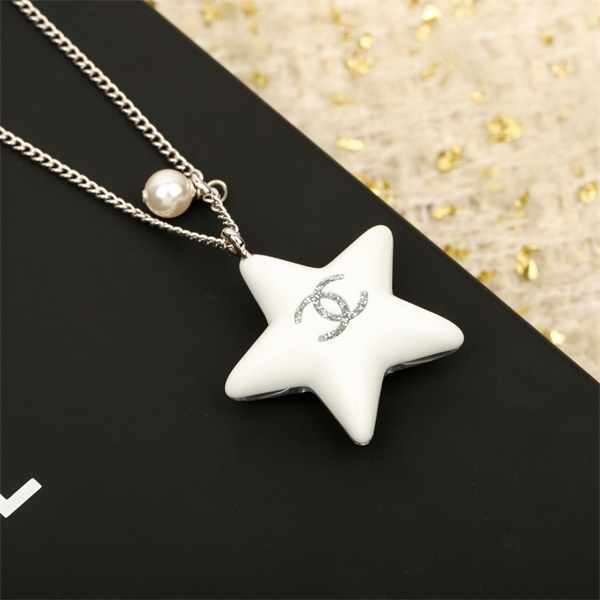 シャネルネックレス 高品質 星モチーフ パール ロゴ シルバーチェーン CHANEL