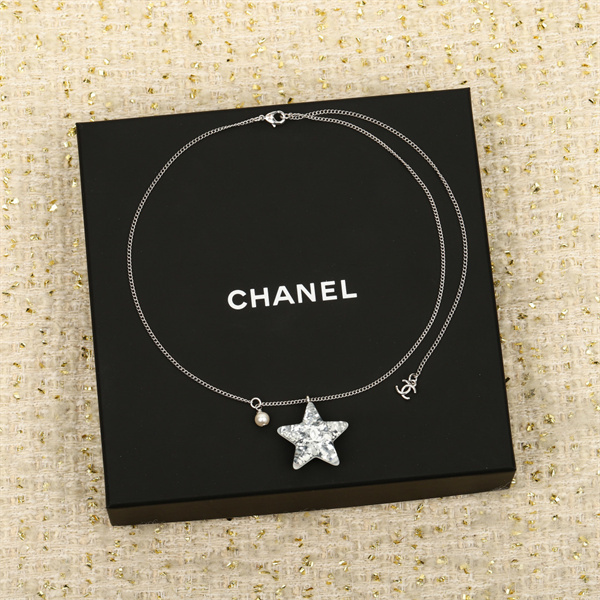 シャネルネックレス 高品質 星モチーフ パール ロゴ シルバーチェーン CHANEL