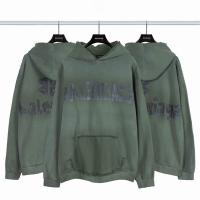 バレンシアガ コピー パーカー ロゴ＆ディストレスト 加工 緑色 生地 ストリートスタイル BALENCIAGA