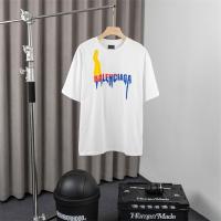 バレンシアガ 偽物 Tシャツ ロゴ インク ドリップデザイン 赤と青 印刷 シンプルな色使い BALENCIAGA