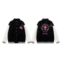 CHROME HEARTS コピー ジャケット ブラック ホワイト ピンク刺繍 クロスモチーフ バスケット クロムハーツ