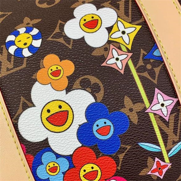 ルイヴィトン コピー ボストンバッグ モノグラム キャンバス×フラワー プリント 華やかな アーティスティック デザイン