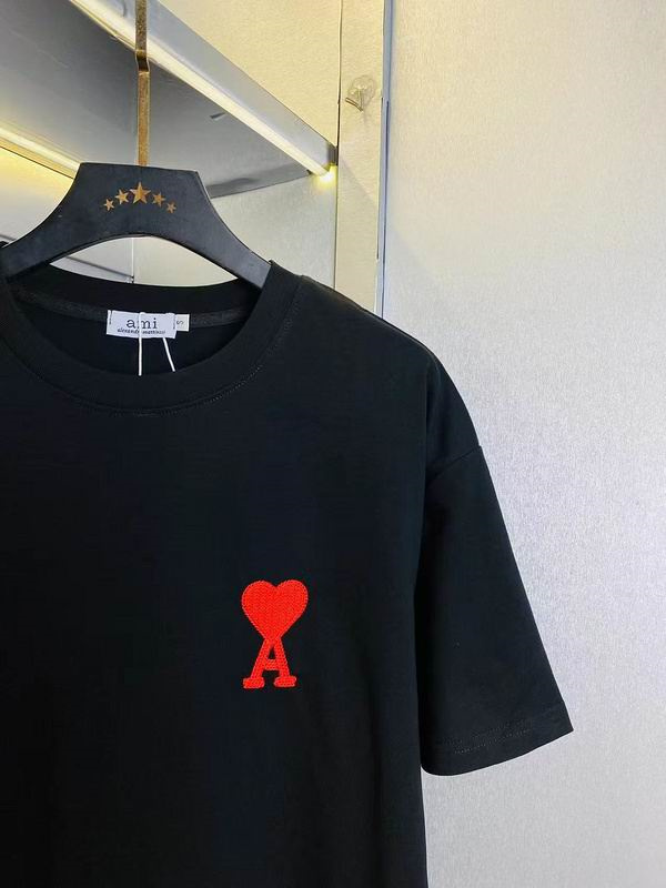 アミ パリス コピー Tシャツ AmideCoeur ハート 刺繍入り シンプル＆洗練デザイン AMI PARIS