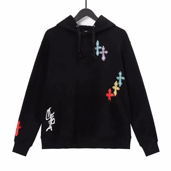 CHROME HEARTS 偽物 パーカー ブラック×カラフルクロスモチーフ クロムハーツ