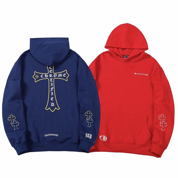 クロムハーツ スーパーコピー パーカー レッド×クロスモチーフ 大胆デザイン CHROME HEARTS