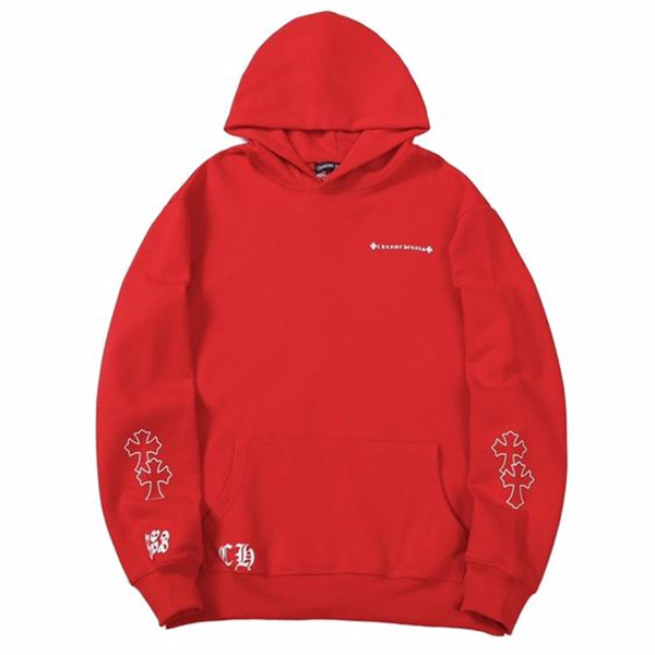 クロムハーツ スーパーコピー パーカー レッド×クロスモチーフ 大胆デザイン CHROME HEARTS