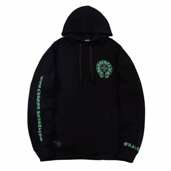 CHROME HEARTS コピー パーカー ブラック×蛍光グリーンロゴ クールな一着 クロムハーツ