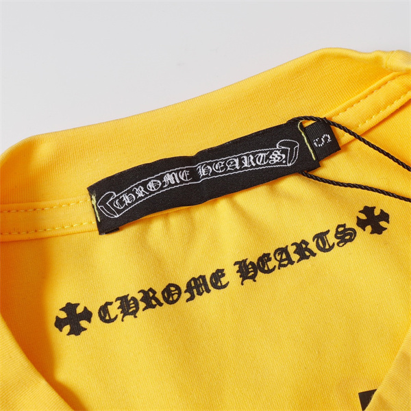 クロムハーツ 偽物 長袖Tシャツ イエロー×スカルホースシューロゴ CHROME HEARTS