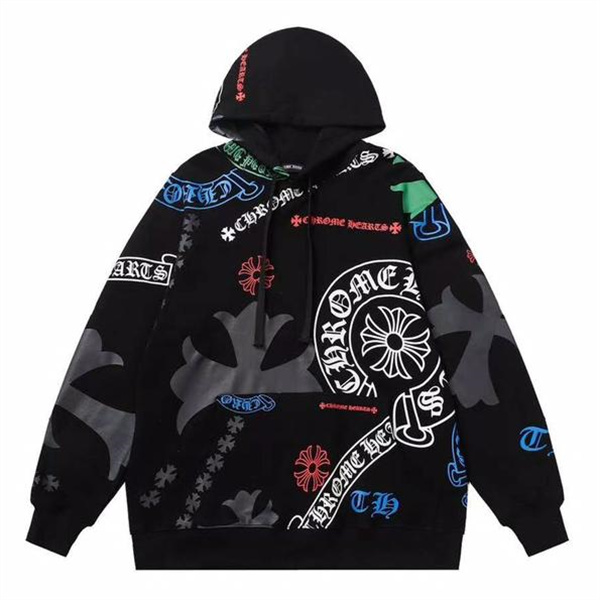 クロムハーツ コピー パーカー ホワイト×総柄クロスモチーフ 高級ストリート CHROME HEARTS