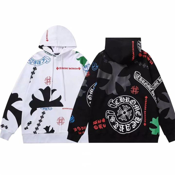 クロムハーツ コピー パーカー ホワイト×総柄クロスモチーフ 高級ストリート CHROME HEARTS