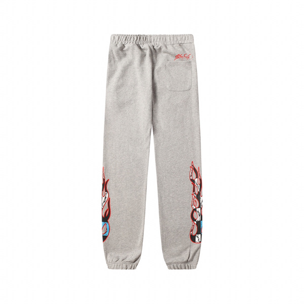 クロムハーツ スーパーコピー スウェットパンツ グレー×炎モチーフ ストリートスタイル CHROME HEARTS