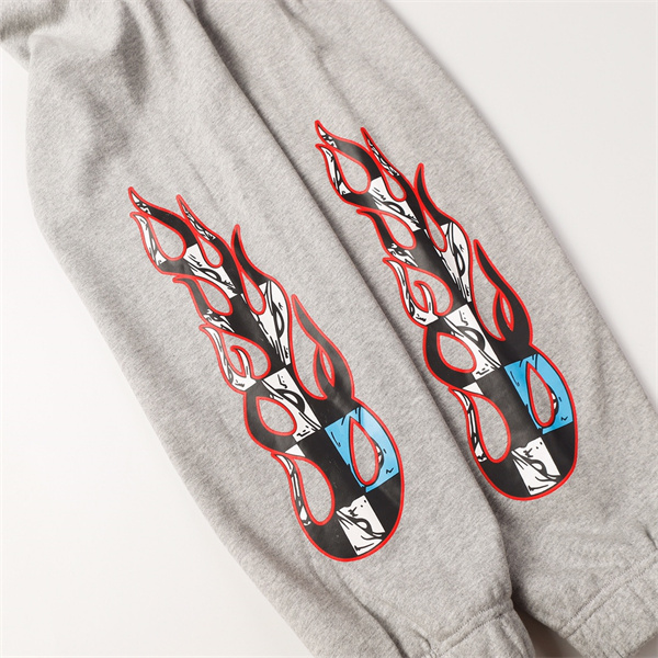 クロムハーツ スーパーコピー スウェットパンツ グレー×炎モチーフ ストリートスタイル CHROME HEARTS