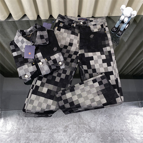 ルイヴィトン スーパーコピー セットアップ モノクロピクセル柄 ワイドシルエット 高級感漂う LOUIS VUITTON