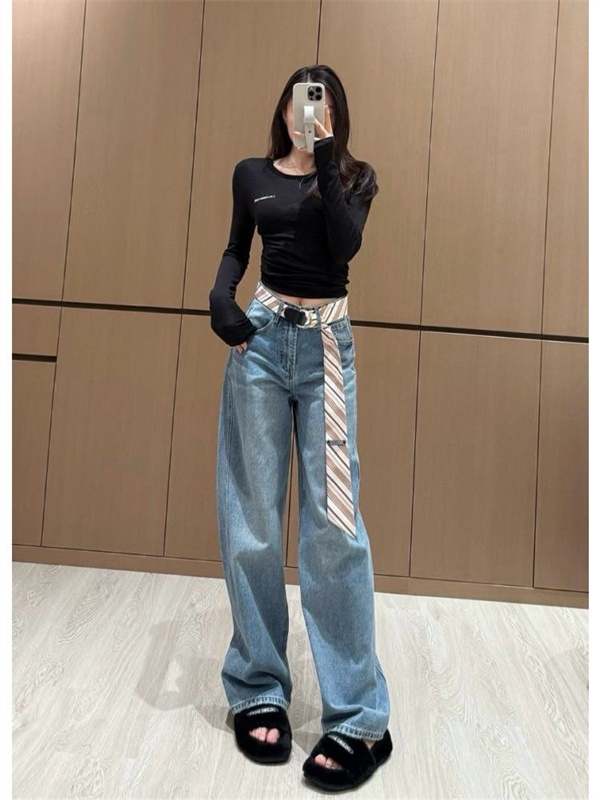 プラダ スーパーコピー デニムパンツ ワイドレッグ お洒落 カジュアル PRADA