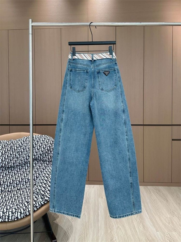 プラダ スーパーコピー デニムパンツ ワイドレッグ お洒落 カジュアル PRADA