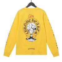 クロムハーツ 偽物 長袖Tシャツ イエロー×スカルホースシューロゴ CHROME HEARTS