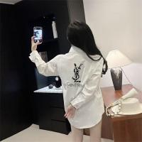 イヴ・サンローラン スーパーコピー オーバーサイズシャツ YSLロゴ 洗練カジュアル Yves Saint Laurent