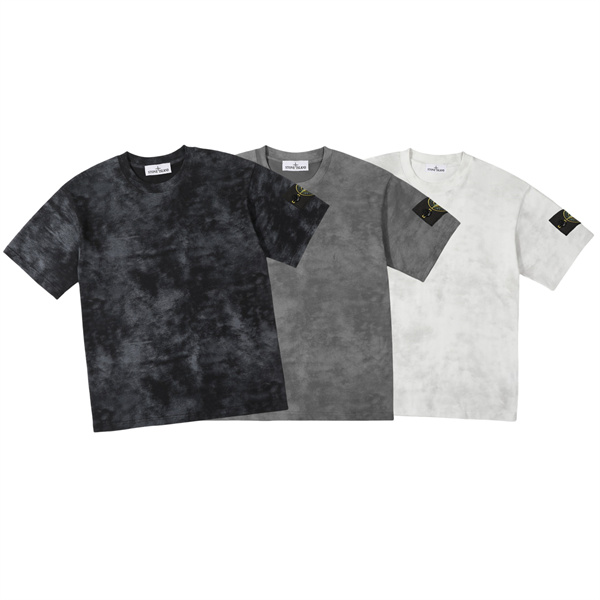 ストーンアイランド コピー Tシャツ グラデーション ロゴ刺繍 軽やかな着心地 カジュアル メンズ STONE ISLAND