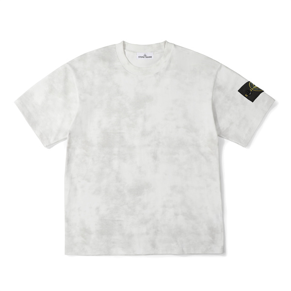ストーンアイランド コピー Tシャツ グラデーション ロゴ刺繍 軽やかな着心地 カジュアル メンズ STONE ISLAND