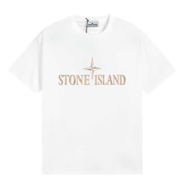 STONE ISLAND 偽物 Tシャツ ブランドロゴ ゴールド シルバー カジュアル メンズ ストーンアイランド