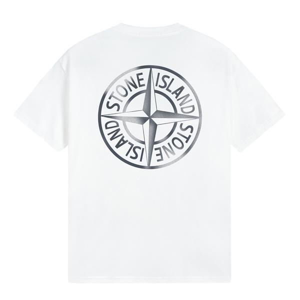 メンズ ストーンアイランド スーパーコピー Tシャツ グラフィック ブルー 大きなロゴ モダン STONE ISLAND