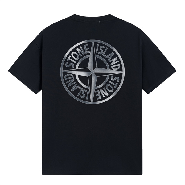 メンズ ストーンアイランド スーパーコピー Tシャツ グラフィック ブルー 大きなロゴ モダン STONE ISLAND