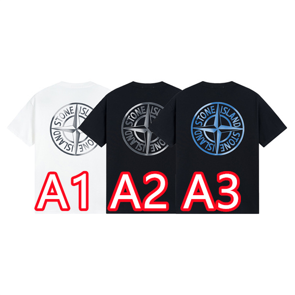 メンズ ストーンアイランド スーパーコピー Tシャツ グラフィック ブルー 大きなロゴ モダン STONE ISLAND