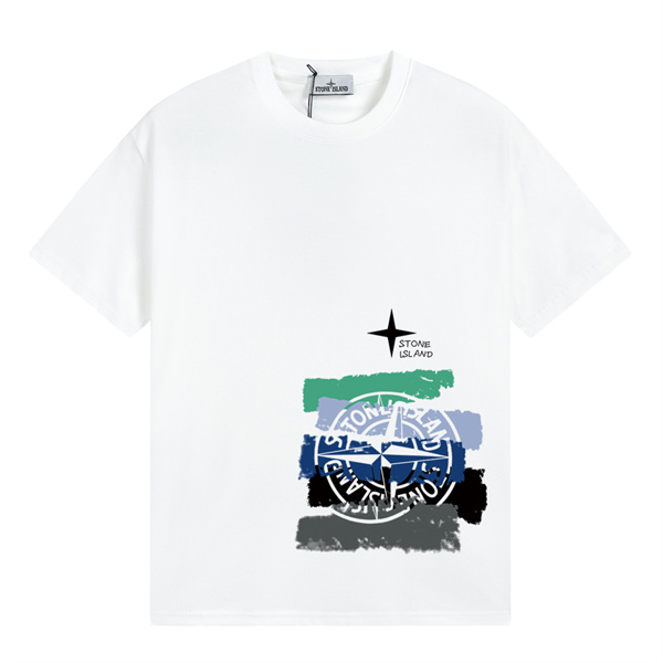ストーンアイランド 偽物 Tシャツ グラフィック カラフル ペイント風デザイン ブランドロゴ モダン アート感 STONE ISLAND