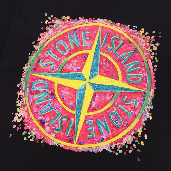 STONE ISLAND コピー Tシャツ グラフィック 花火デザイン カラフル ロゴ メンズ ストーンアイランド