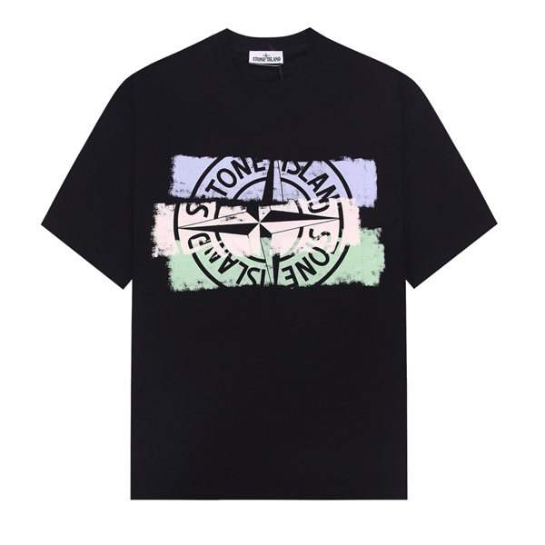 ストーンアイランド 偽物 Tシャツ パステルストライプ ロゴ カジュアル メンズ STONE ISLAND