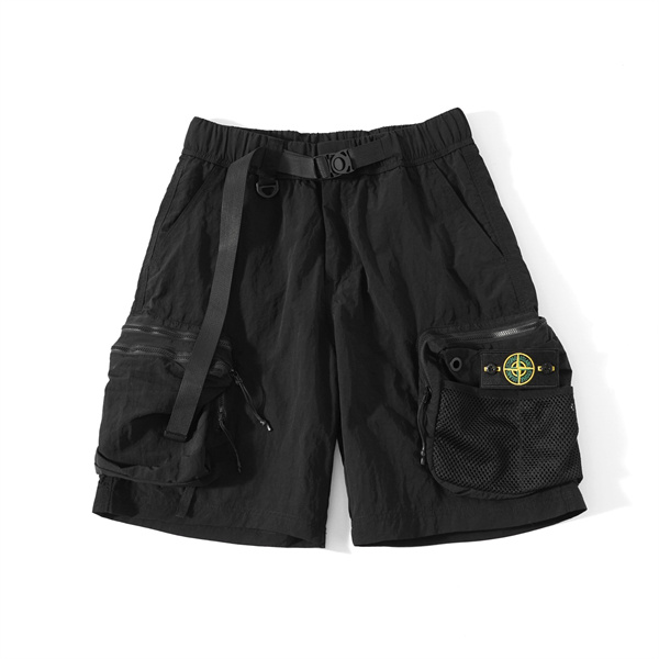 ストーンアイランド  STONE ISLAND スーパーコピー  ハーフパンツ 機能性 メッシュポケット サイドジッパー ロゴ パッチ カジュアル