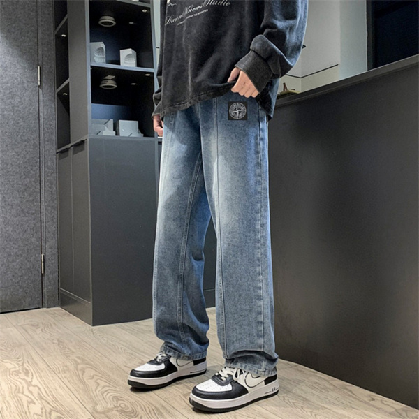 ストーンアイランド  STONE ISLAND スーパーコピー  デニムパンツ リラックスフィット ロゴ パッチ ウォッシュ加工 カジュアル