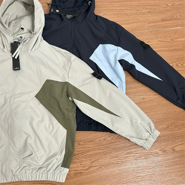 ストーンアイランド STONE ISLAND スーパーコピー  ジャケット ネイビー ライトグレー 切替デザイン フード付き 防風 高機能