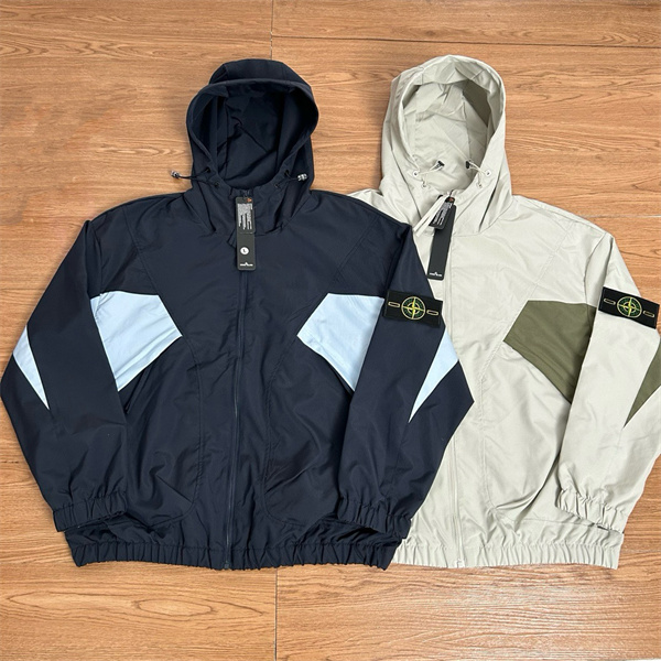 ストーンアイランド STONE ISLAND スーパーコピー  ジャケット ネイビー ライトグレー 切替デザイン フード付き 防風 高機能