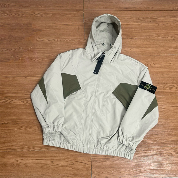 ストーンアイランド STONE ISLAND スーパーコピー  ジャケット ネイビー ライトグレー 切替デザイン フード付き 防風 高機能