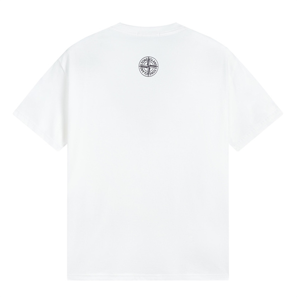 STONE ISLAND コピー Tシャツ ネイビーカラー ロゴプリント コットン ストリートファッション ストーンアイランド