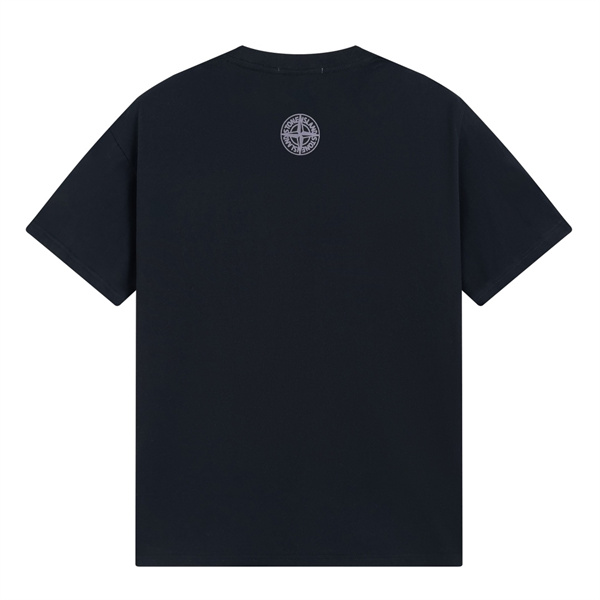 STONE ISLAND コピー Tシャツ ネイビーカラー ロゴプリント コットン ストリートファッション ストーンアイランド