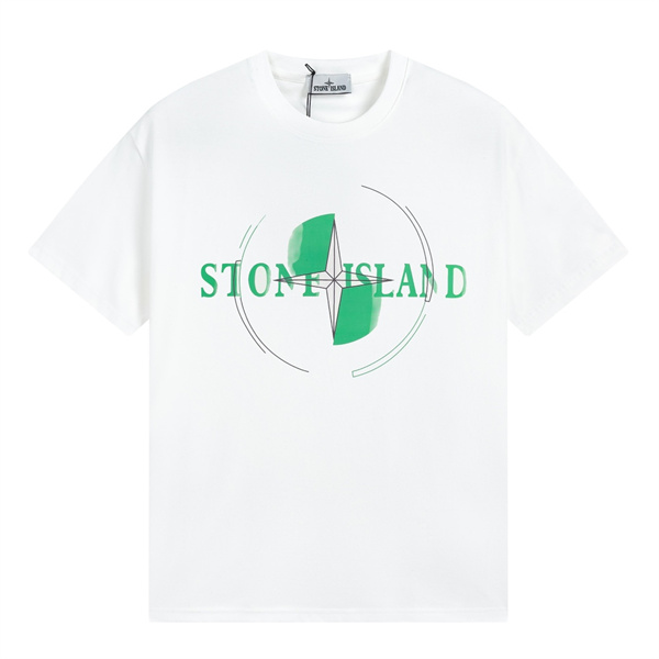 STONE ISLAND コピー Tシャツ ネイビーカラー ロゴプリント コットン ストリートファッション ストーンアイランド