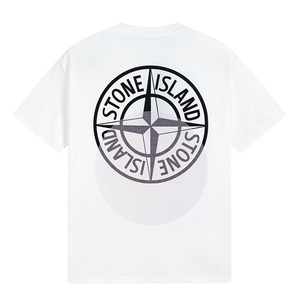 STONE ISLAND 偽物 Tシャツ 白 ボディ 大きなロゴ インパクト デザイン コットン カジュアル コーデ ストーンアイランド