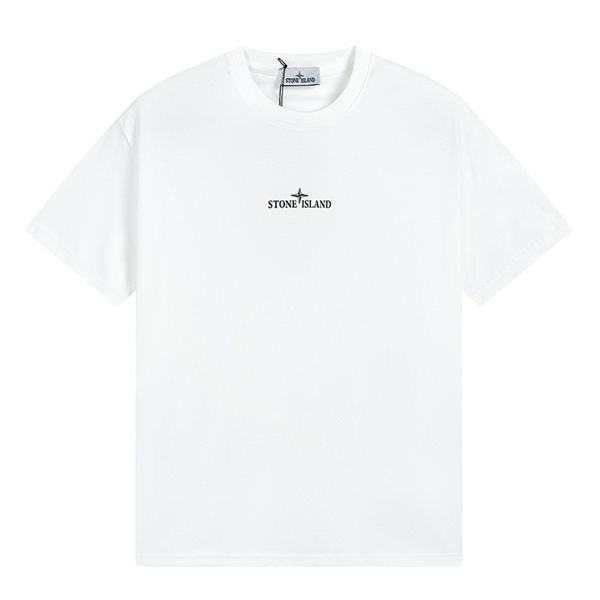 STONE ISLAND 偽物 Tシャツ 白 ボディ 大きなロゴ インパクト デザイン コットン カジュアル コーデ ストーンアイランド