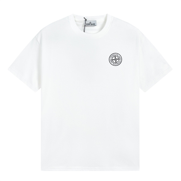 ストーンアイランド スーパーコピー Tシャツ 白 アーチ型ロゴ 数字 デザイン 幾何学 コーデ STONE ISLAND