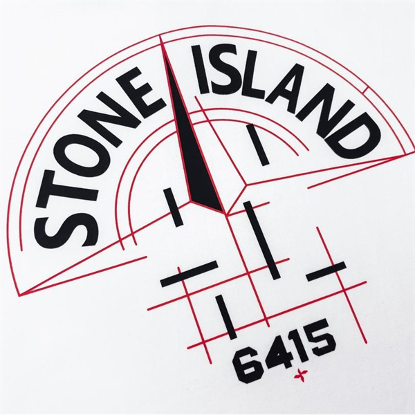 ストーンアイランド スーパーコピー Tシャツ 白 アーチ型ロゴ 数字 デザイン 幾何学 コーデ STONE ISLAND