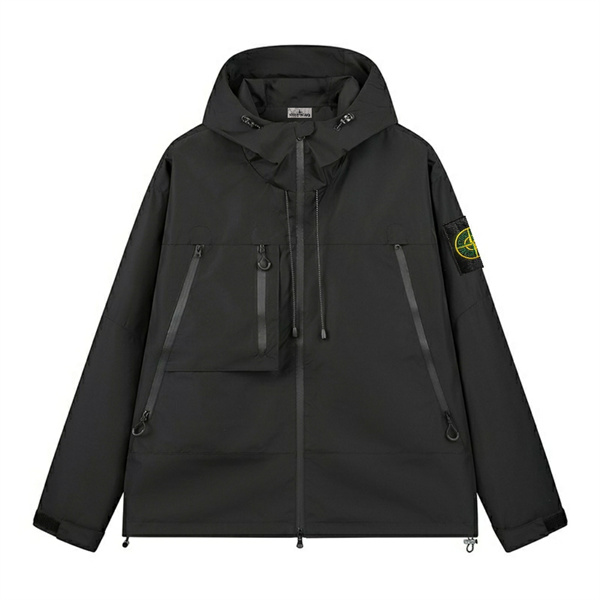 ストーンアイランド 偽物 ジャケット メンズ ライトベージュ 撥水素材 フード付き 複数ポケット STONE ISLAND