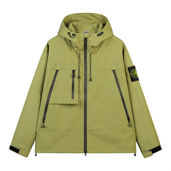 ストーンアイランド 偽物 ジャケット メンズ ライトベージュ 撥水素材 フード付き 複数ポケット STONE ISLAND