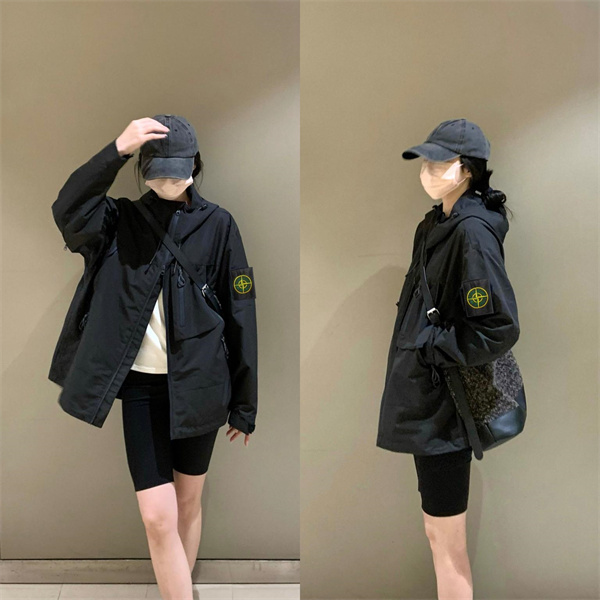 ストーンアイランド 偽物 ジャケット メンズ ライトベージュ 撥水素材 フード付き 複数ポケット STONE ISLAND