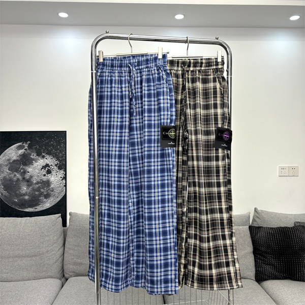 ストーンアイランド スーパーコピー カジュアルパンツ チェック柄 ウエスト調整パッチ STONE ISLAND
